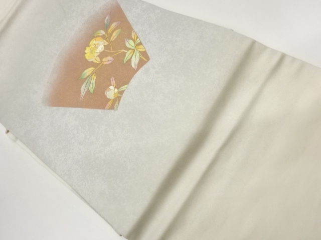 金彩地紙に花葉模様名古屋帯